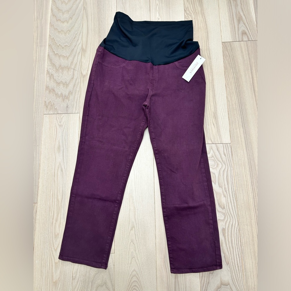 Just USA Maternity Jeans Women’s Size 16/33 Clean Hem Straight Leg Black Cherry
